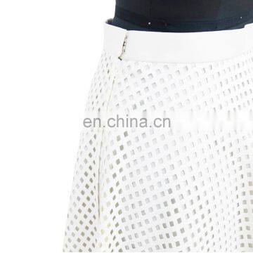 High Quality Knee Length Check PU Leather A Line Skirt photo-4
