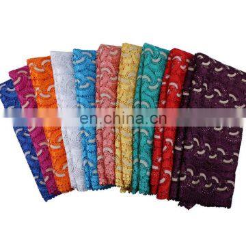 High quality newest swiss cotton voile lace in switzerland with stones S170705007