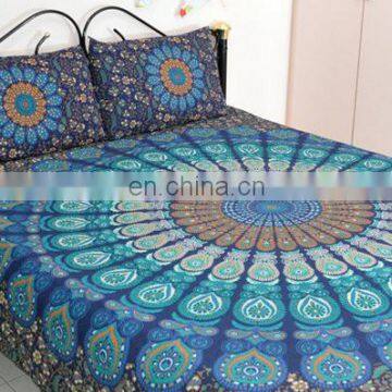 Hippie Mandala Cotton Tapestry Bohemian Wall Hanging Yoga Mat Beach Throw Dorm Decor Roundie From India