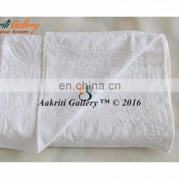 Wholesale quilt cotton Cutwork Twin Size Kantha Bedspread Quilt Throw Indian White Color Handmade comforter Quilt