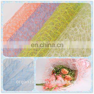 Popular Polyester Mesh Fabric Leaves Mesh Flower Wrapping