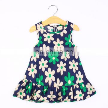 Cute Sleeveless Floral Dress - Green For Kids