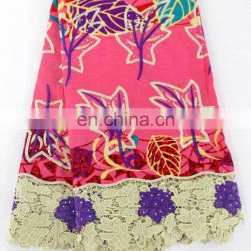 Beading Embroidery Wax With Guipure Lace/ankara With Cord/ African Wax With Laces Fabric With Stones photo-2