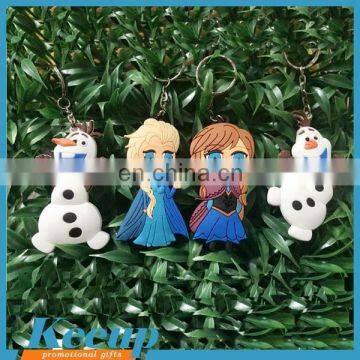 Eye-catching Personalized customize 2D PVC keychain/Soft Rubber cute girl shaped PVC keychain