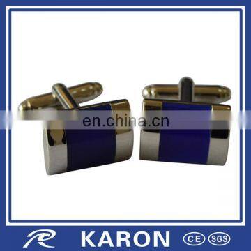 blue color silver plated custom cufflinks in brass