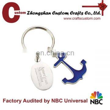 Metal souvenir enamel anchor keychain with nickle plate