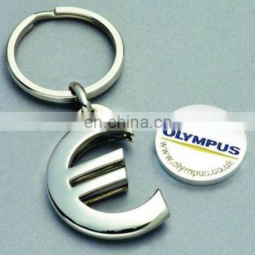 Euro-shaped trolley coin keychain, shopping token coin holder