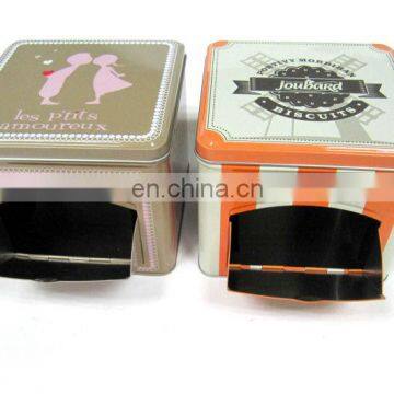 square cookies tin box with window