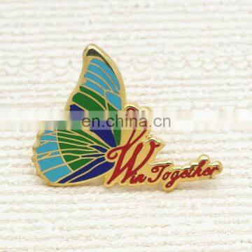 custom shape hard enamel butterfly lapel pin badge for souvenir