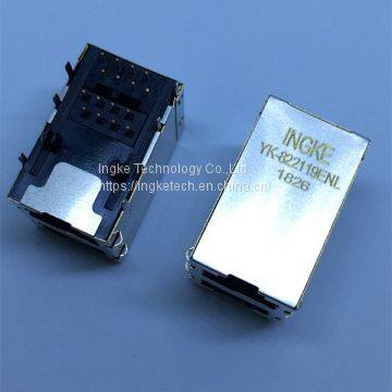 5569381-1 YK-822119ENL Through Hole Stacked RJ45 Without Magnetics