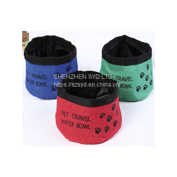 Foldable portable pet bowl cloth dog bowl outdoor travel drinking bowl Oxford cloth dog folding bowl