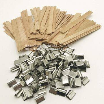 Cheap Natural Candle Wood Wick With Metal Tab For Candle Making