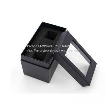 Fashion design small lid off matte soft touch paper watch box single watch gift box woth glass window design Urbrand