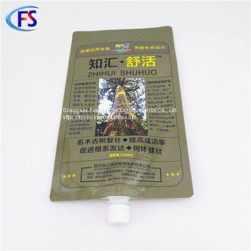 1000ml NY/PA waterproof plastic bag with spout for corn tree growth nutrient solution/Plastic packaging bag of plant nutrient solution for big trees