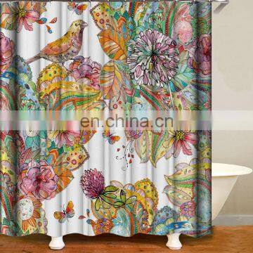 I@home Ready Made Modern Digital Printing 3d Burlap Flower Colorful Shower Curtain Waterproof photo-6
