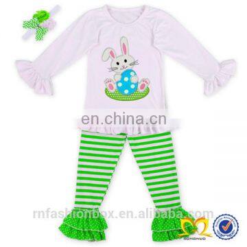 2019 Spring Baby Long Sleeve Shirt Green White Strip Pant Kid Boutique Persnickety Remake Easter Clothes Wholesale Smocked Cloth photo-5