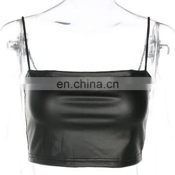 European 2020 Women sexy navel camisole female blouses leather sexy tops