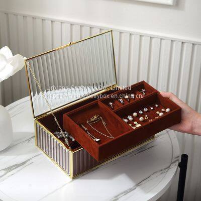Red Glass Luxury Jewelry Box Net Red Earring Ring Jewelry Hand Jewelry Desktop Finishing Storage Box Display Stand photo-4
