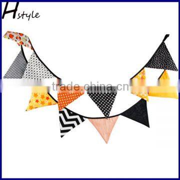 Orange and Black Halloween Party Fabric Bunting Banner PL039