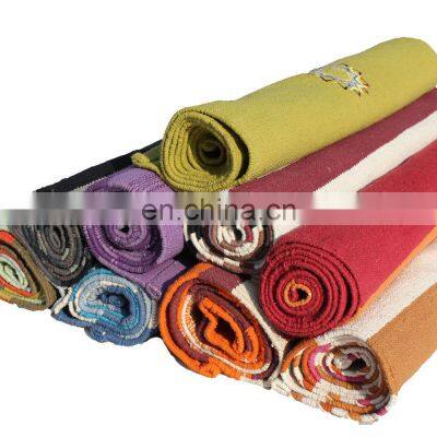 100% Cotton and Washable private label anti slip Yoga cotton Rug