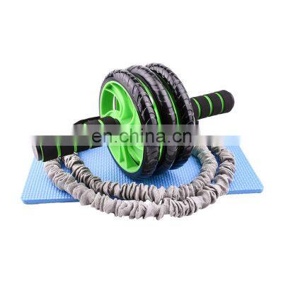 Factory Sale New Arrival Abdominal Wheel Triple Wheel Roller With Resistance Bands