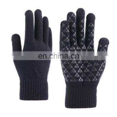 Cold Weather Knitted Gloves Unisex Autumn Winter Thick Plush Warm Gloves Touch Screen Silicone Non-Slip Skiing Gloves photo-2