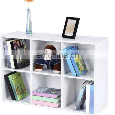 Woodenr Bookshelf Display Storage Shelf with 6 Compartments