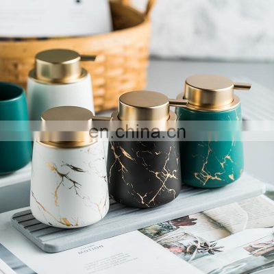 400ml Modern Marble Design  Ceramic Lotion Dispensing Pump Liquid Soap Dispenser Bottle Set