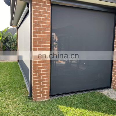 Motorized Blackout Exterior Windproof Zip Track Garden/Garage/Patio Window Decoracion Motor Sunshades Outdoor Roller Blinds