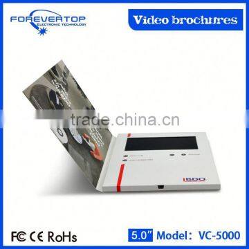 New arrived 5 inch factory supply video brochure