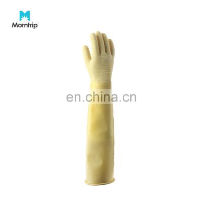 High Quality Eco-friendly Thick Latex Working Yellow Industrial Chemical Resistant Rubber Industry Natural Latex Hand Gloves