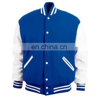 Blue Body white leather sleeves Letterman jacket, custom made jacket college baseball jackets with super soft Leather