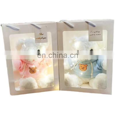 Hot sale China Supplier Doll and flower gift box cardboard packaging box with clear window Taking away  handbag