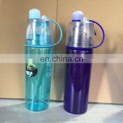 Plastic Sport Drinking Spray Water Bottle With Spray and Straw