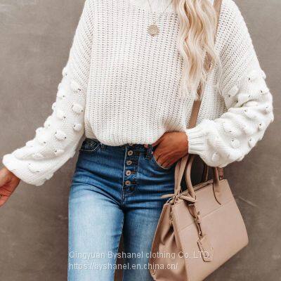 SW10 Women's Oversized Crewneck Sweater Batwing Puff Long Sleeve Cable Slouchy Pullover Jumper Tops photo-2