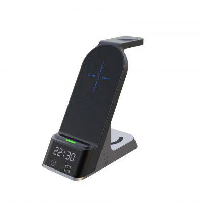 5 in 1 mobile phone holder wireless charging magnetic desktop portable fast wireless charger with alarm clock