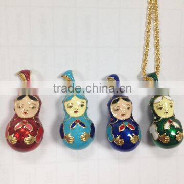 Metal Russian Matryoska Doll Pendant Charm Necklace photo-4
