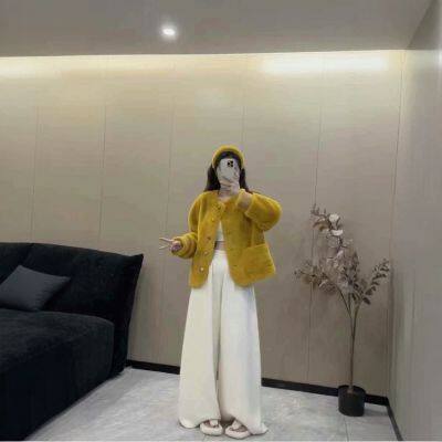 Thickened mink fur eco-friendly fur single breasted jacket for women in autumn and winter, loose and warm, slimming fur one-piece top