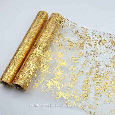 Wholesale Flower Wrapping Mesh Gold Metallic Table Runner Rolls for Wedding Event Decor