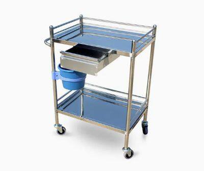 Thickened Stainless Steel with One Drawer Medical Beauty Cart Rack Hospital Nursing Treatment Trolley