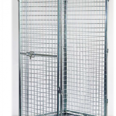 Zinc Plated Three Door Wire Mesh Metal Roll Container Cage Rolling Trolley