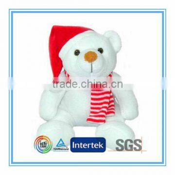 Plush polar bear with hat for christmas