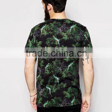China Wholesale Cheap Price T-Shirt With All Over Tropical Bird Print photo-2
