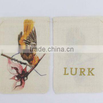 small muslin bag with printing