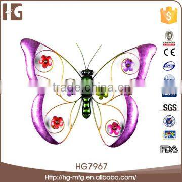 Wholesale metal products pink butterful 42x2x41CMH decorative wall hanging art and craft