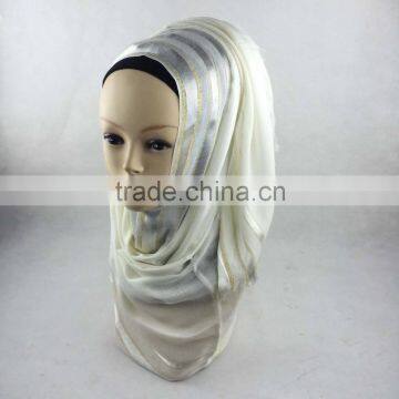 New Hijab Golden Shimmer Striped Viscose Islamic Scarf Quality Choice photo-5