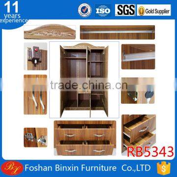 Bedroom Furniture Armoire RB5343 Three Doors Wardrobe Light Beech Color With Mirror Garderobe photo-3