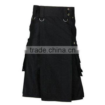 Utility Fashion Dark Gothic Kilt Two Side Pockets & Two Back Pockets Made Of Cotton Material