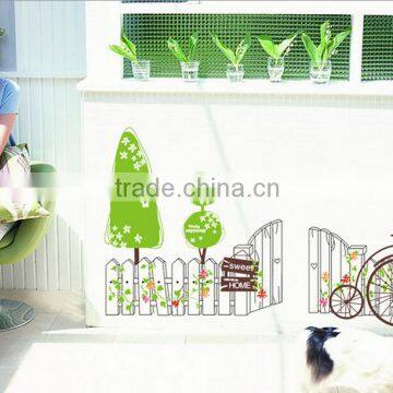 Removable Wall Stickers Environmental Bedroom Living Room Entrance Hallway Wall Stickers Bicycle Green Fence Stickers Sweet Home