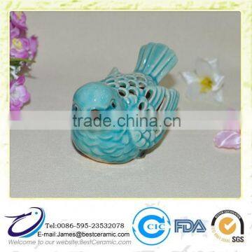 Blue Glazed Ceramic garden decorative Bird